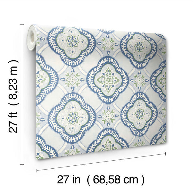 garden-trellis-wallpaper-cobalt-york-wallcoverings-go8216 - York Wallcoverings Wallpaper
