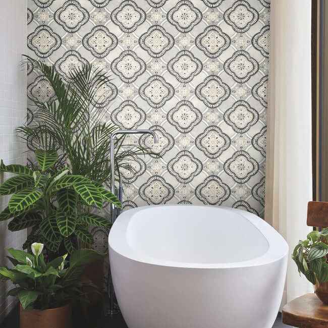 Garden Trellis Onyx Wallpaper - York Wallcoverings - GO8213 - York Wallcoverings Wallpaper