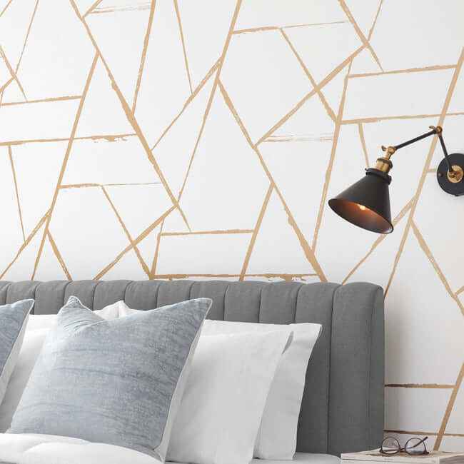 Intersect Gold Metallic Wallpaper - York Wallcoverings - CC1294