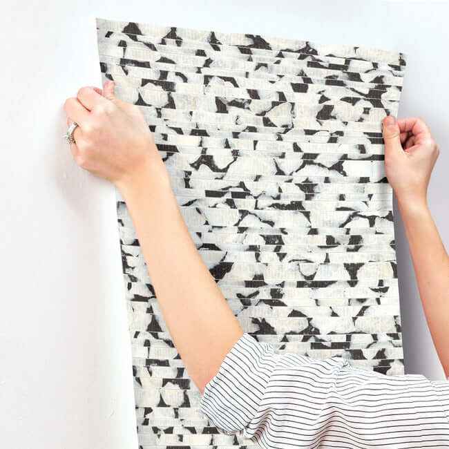 Capiz Offering Black & White Wallpaper - York Wallcoverings - CC1201 - York Wallcoverings Wallpaper