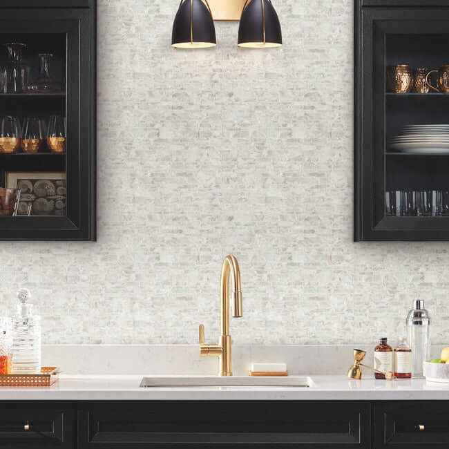 Capiz Offering White Pearl Wallpaper - York Wallcoverings - CC1202 - York Wallcoverings Wallpaper