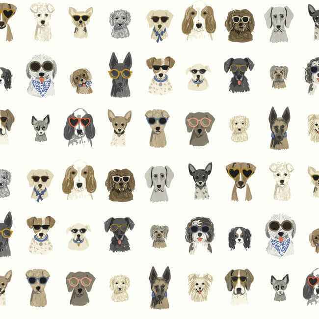 Dog Days Multi White Peel & Stick Wallpaper - York Wallcoverings - PSW1461RL