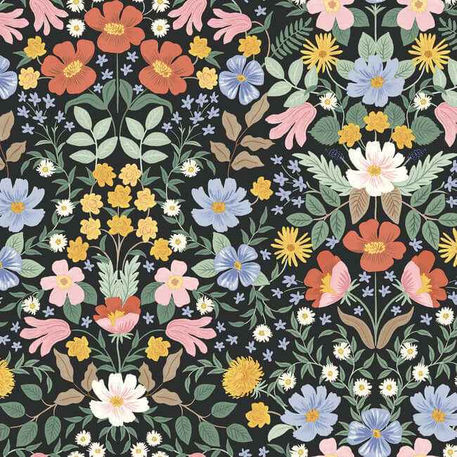 Bramble Garden Black Peel & Stick Wallpaper - York Wallcoverings - PSW1478RL