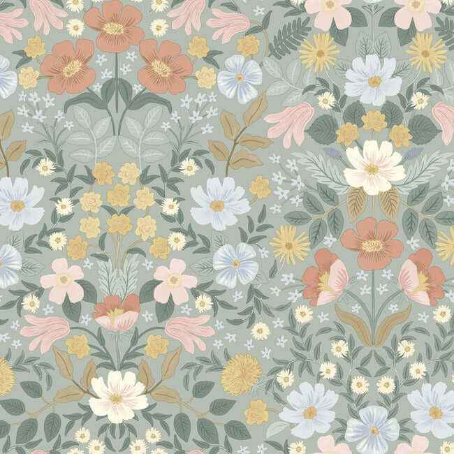 Bramble Garden Sage Peel & Stick Wallpaper - York Wallcoverings - PSW1476RL