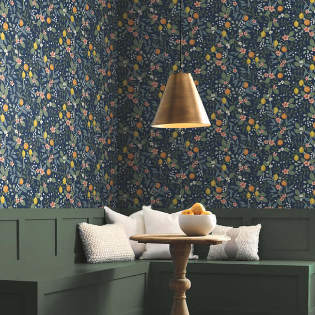 citrus-grove-navy-peel-stick-wallpaper-york-wallcoverings-psw1481rl - York Wallpaper Wallpaper