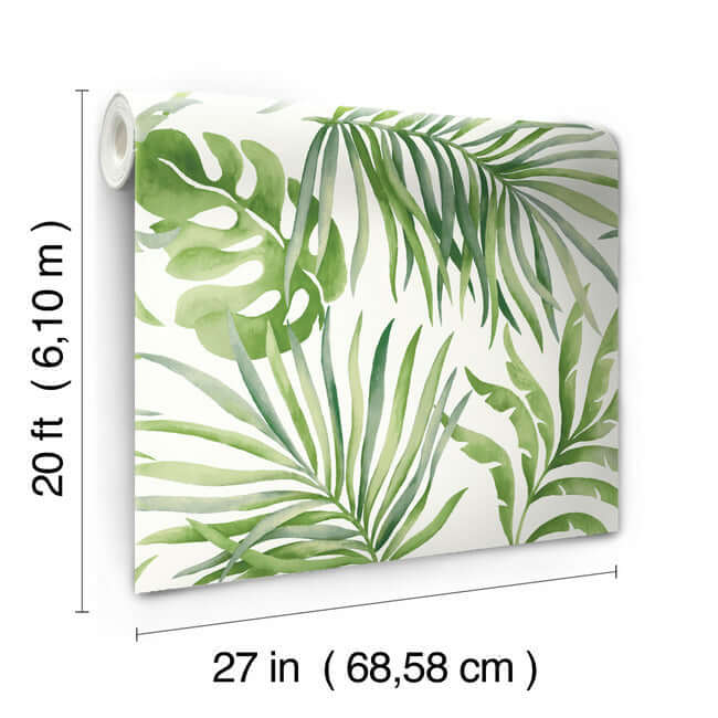 paradise-palm-green-peel-stick-wallpaper-york-wallcoverings-psw1412rl - York Wallpaper Wallpaper
