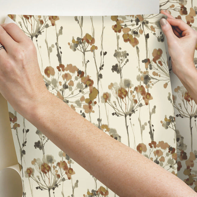 flourish-premium-peel-stick-wallpaper-burnt-orange-york-wallcoverings-psw1429rl - York Wallcoverings Wallpaper