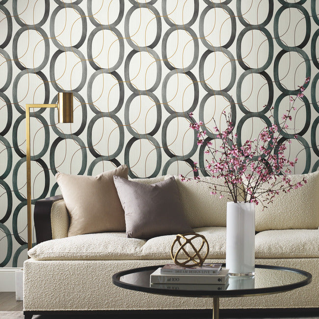 interlock-premium-peel-stick-wallpaper-blackgold-york-wallcoverings-psw1419rl - York Wallcoverings Wallpaper