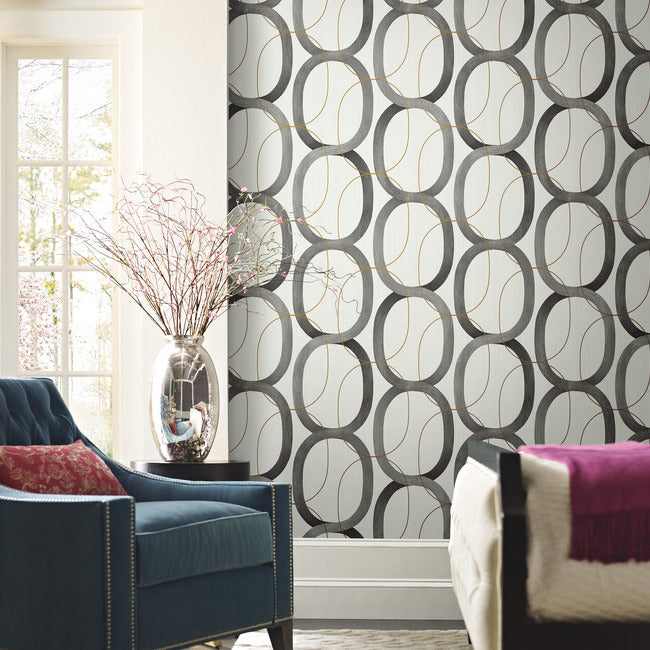interlock-premium-peel-stick-wallpaper-blackgold-york-wallcoverings-psw1419rl - York Wallcoverings Wallpaper