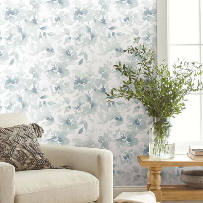 renewed-floral-blue-wallpaper-york-wallcoverings-psw1492rl - York Wallpaper Wallpaper