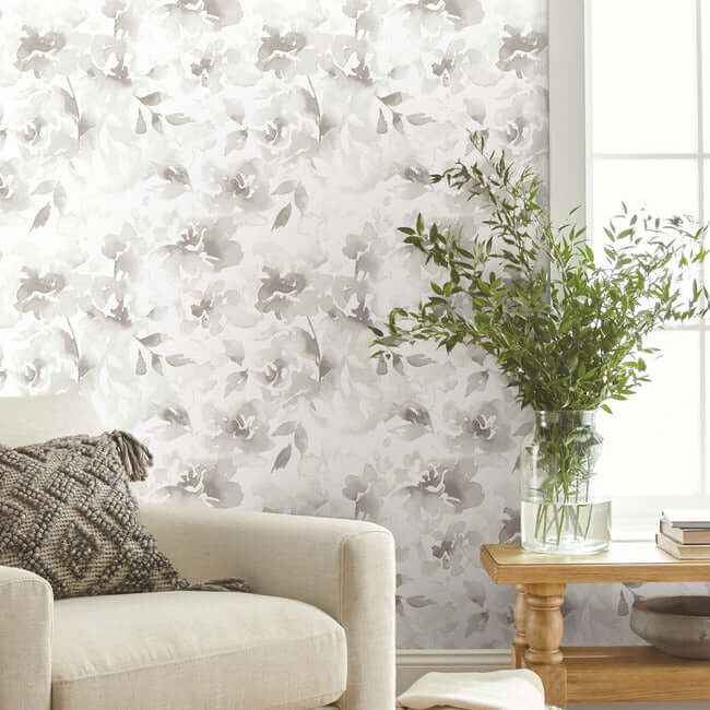 Renewed Floral Neutral Wallpaper - York Wallcoverings - PSW1495RL - York Wallcoverings Wallpaper