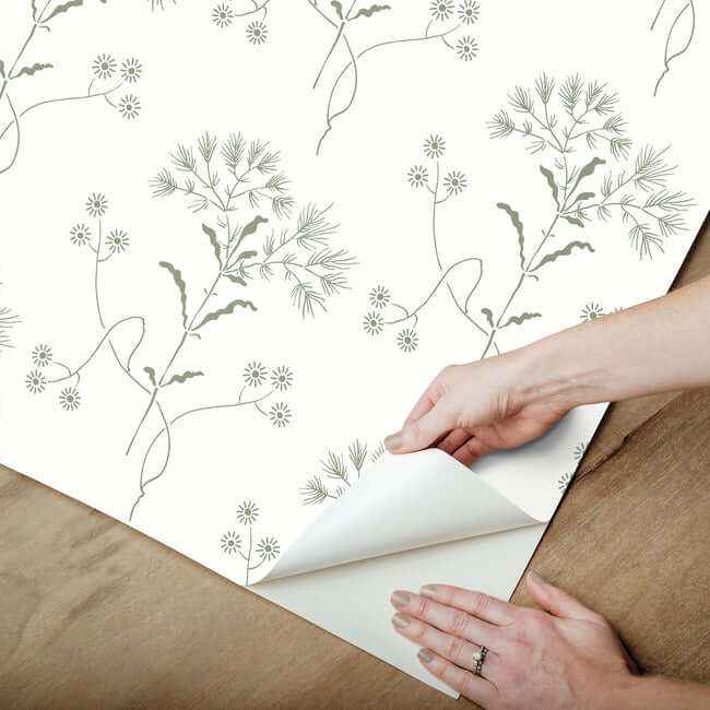 Wildflower Green Wallpaper - York Wallcoverings - PSW1503RL - York Wallcoverings Wallpaper
