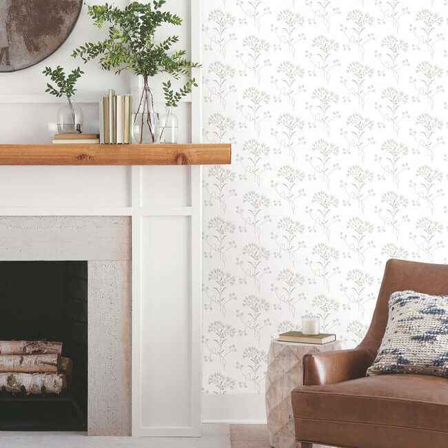 Wildflower Grey Wallpaper - York Wallcoverings - PSW1502RL