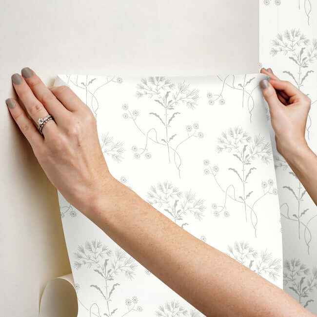 Wildflower Grey Wallpaper - York Wallcoverings - PSW1502RL - York Wallcoverings Wallpaper