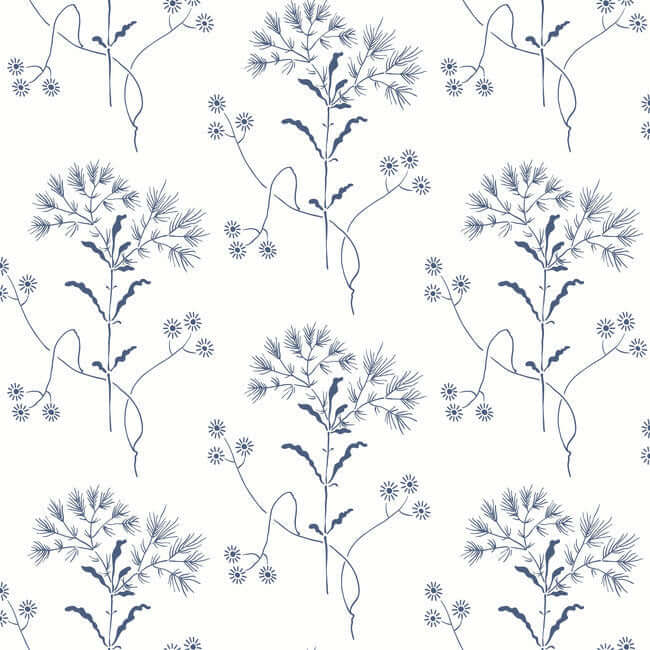 wildflower-navy-wallpaper-york-wallcoverings-psw1504rl - York Wallcoverings Wallpaper