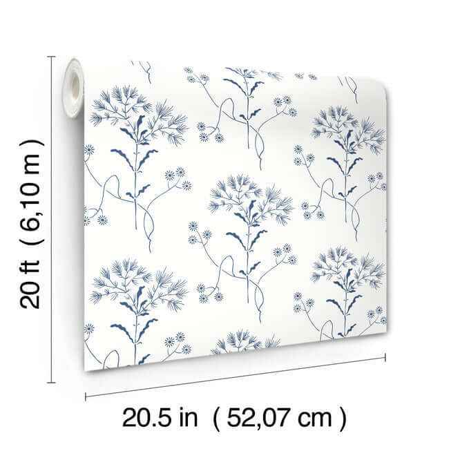 Wildflower Navy Wallpaper - York Wallcoverings - PSW1504RL - York Wallcoverings Wallpaper