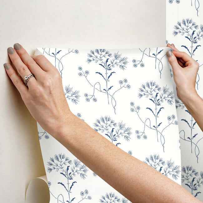 Wildflower Navy Wallpaper - York Wallcoverings - PSW1504RL - York Wallcoverings Wallpaper