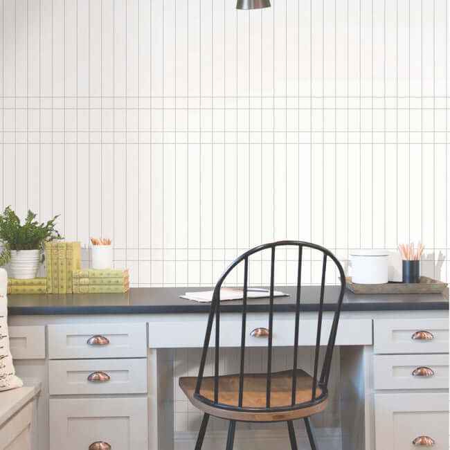 Linear Gridwork Linen on White Wallpaper - York Wallcoverings - PSW1513RL - York Wallcoverings Wallpaper