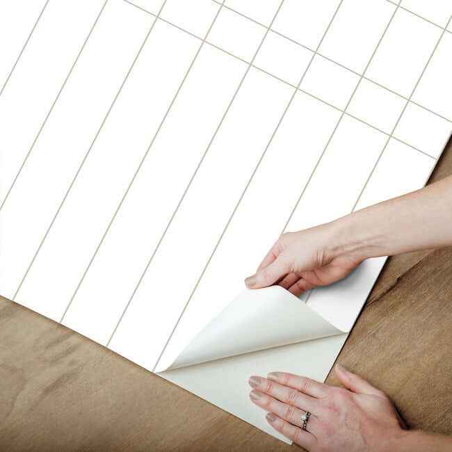 Linear Gridwork Linen on White Wallpaper - York Wallcoverings - PSW1513RL - York Wallcoverings Wallpaper