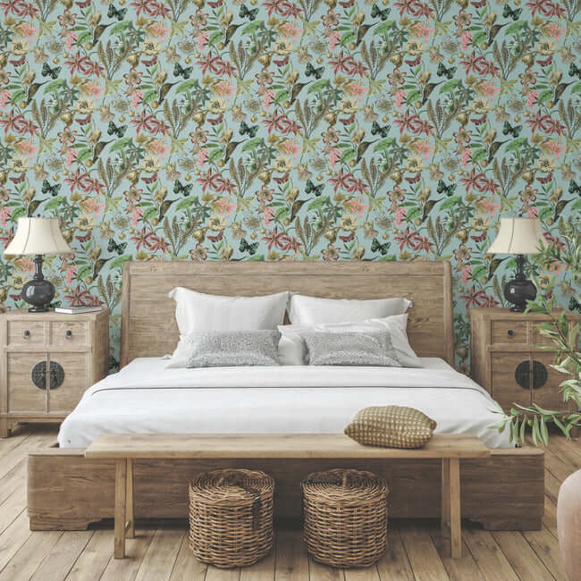 butterfly-house-sky-blue-wallpaper-york-wallcoverings-bl1725 - York Wallcoverings Wallpaper