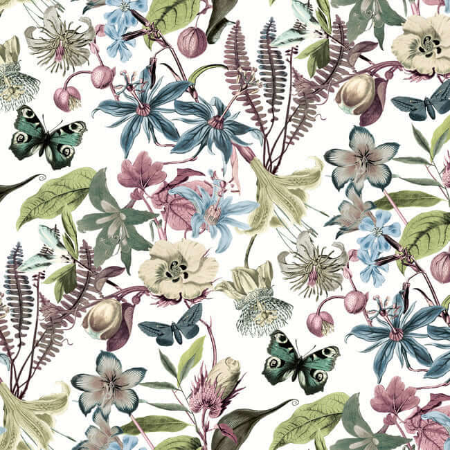 butterfly-house-white-fuchsia-wallpaper-york-wallcoverings-bl1721 - York Wallpaper Wallpaper