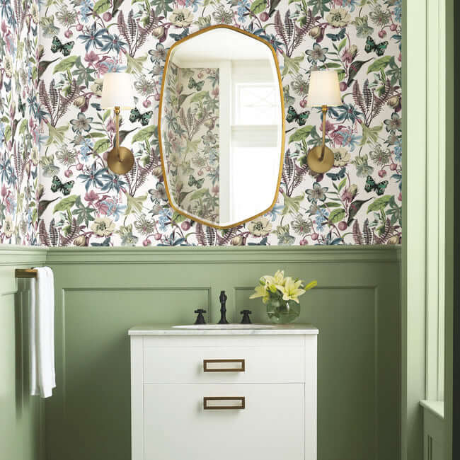 butterfly-house-white-fuchsia-wallpaper-york-wallcoverings-bl1721 - York Wallpaper Wallpaper