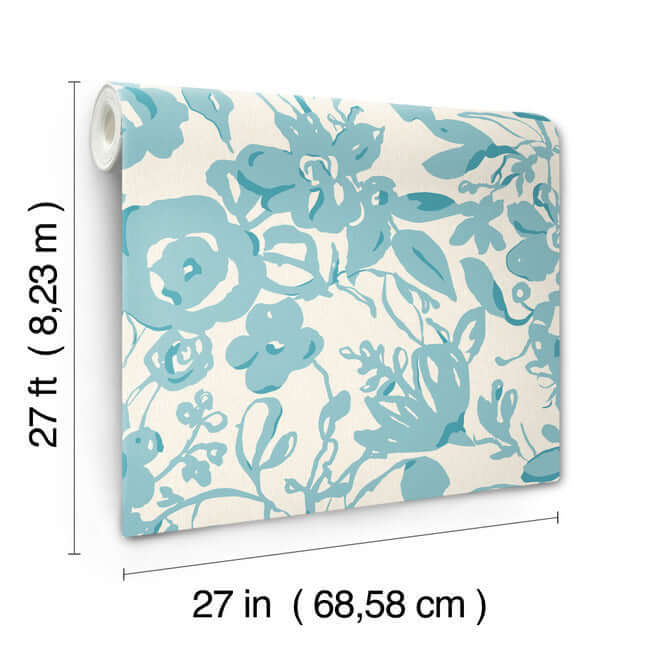 brushstroke-floral-aqua-wallpaper-york-wallcoverings-bl1736 - York Wallcoverings Wallpaper