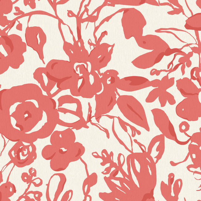 brushstroke-floral-wallpaper-coral-york-wallcoverings-bl1731 - York Wallcoverings Wallpaper
