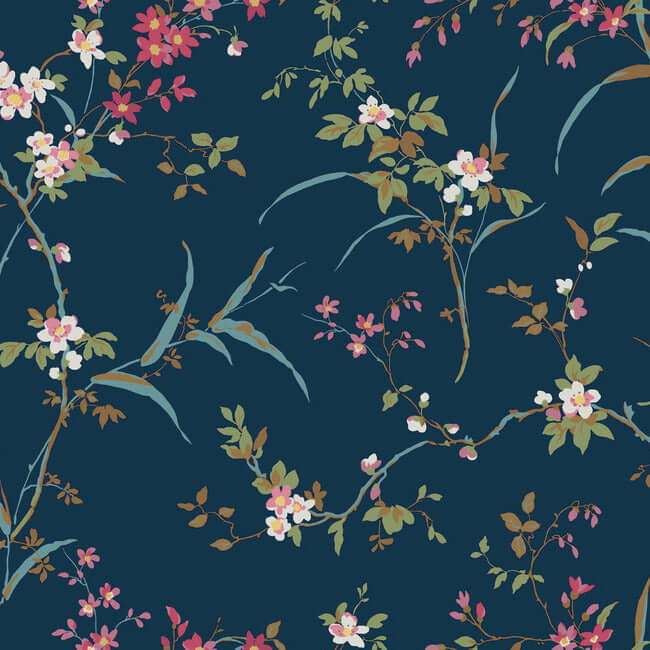 blossom-branches-navy-wallpaper-york-wallcoverings-bl1745 - York Wallcoverings Wallpaper