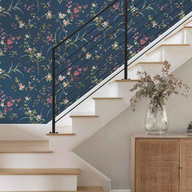 Blossom Branches Navy Wallpaper - York Wallcoverings - BL1745 - York Wallcoverings Wallpaper