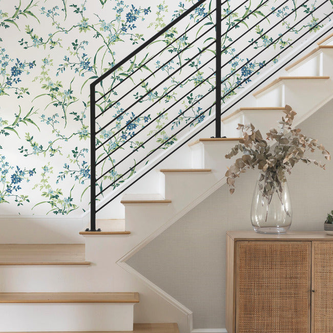 blossom-branches-wallpaper-whiteblue-york-wallcoverings-bl1744 - York Wallcoverings Wallpaper