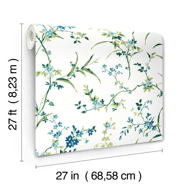 blossom-branches-wallpaper-whiteblue-york-wallcoverings-bl1744 - York Wallcoverings Wallpaper