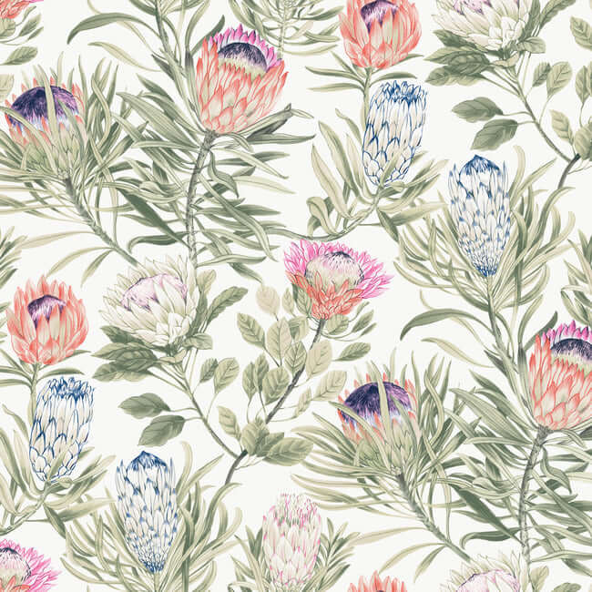 protea-white-fuchsia-wallpaper-york-wallcoverings-bl1752 - York Wallpaper Wallpaper