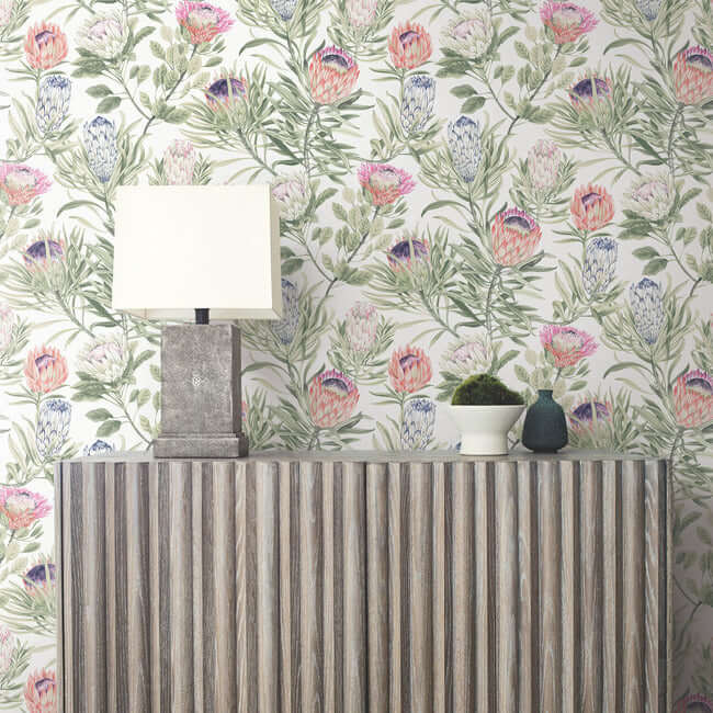 protea-white-fuchsia-wallpaper-york-wallcoverings-bl1752 - York Wallpaper Wallpaper