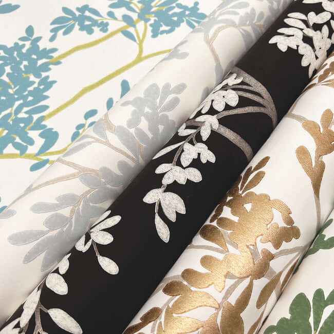 Lunaria Silhouette Black & White Wallpaper - York Wallcoverings - BL1804