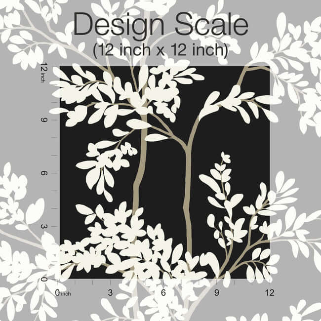 lunaria-silhouette-black-white-wallpaper-york-wallcoverings-bl1804 - York Wallcoverings Wallpaper