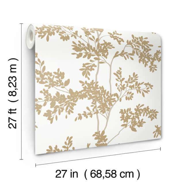 lunaria-silhouette-white-gold-wallpaper-york-wallcoverings-bl1806 - York Wallcoverings Wallpaper