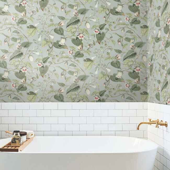 Moon Flower Dove Wallpaper - York Wallcoverings - BL1712