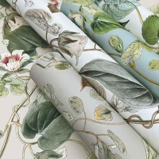 Moon Flower Sky Blue Wallpaper - York Wallcoverings - BL1714