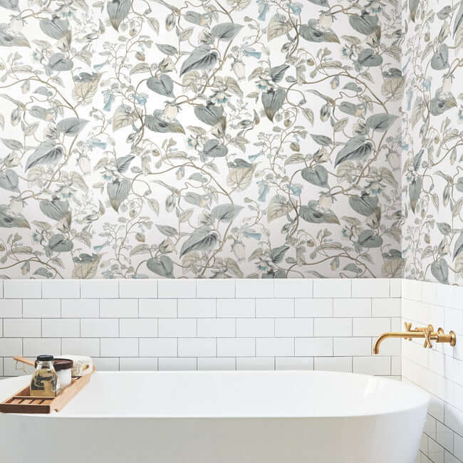 moon-flower-white-blue-wallpaper-york-wallcoverings-bl1715 - York Wallpaper Wallpaper