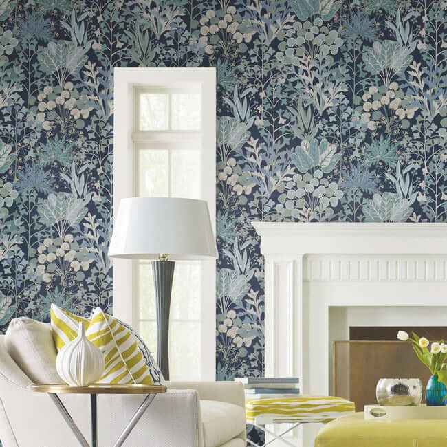 Forest Floor Navy Wallpaper - York Wallcoverings - BL1812 - York Wallcoverings Wallpaper