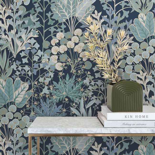 Forest Floor Navy Wallpaper - York Wallcoverings - BL1812 - York Wallcoverings Wallpaper