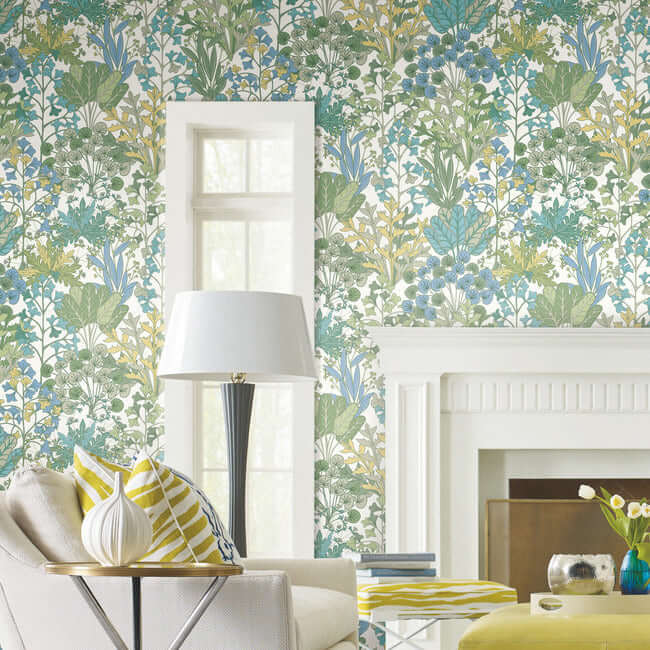 forest-floor-white-green-wallpaper-york-wallcoverings-bl1814 - York Wallpaper Wallpaper