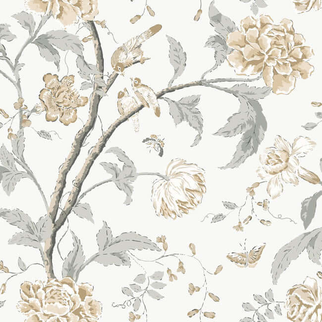 teahouse-floral-neutral-wallpaper-york-wallcoverings-bl1783 - York Wallcoverings Wallpaper