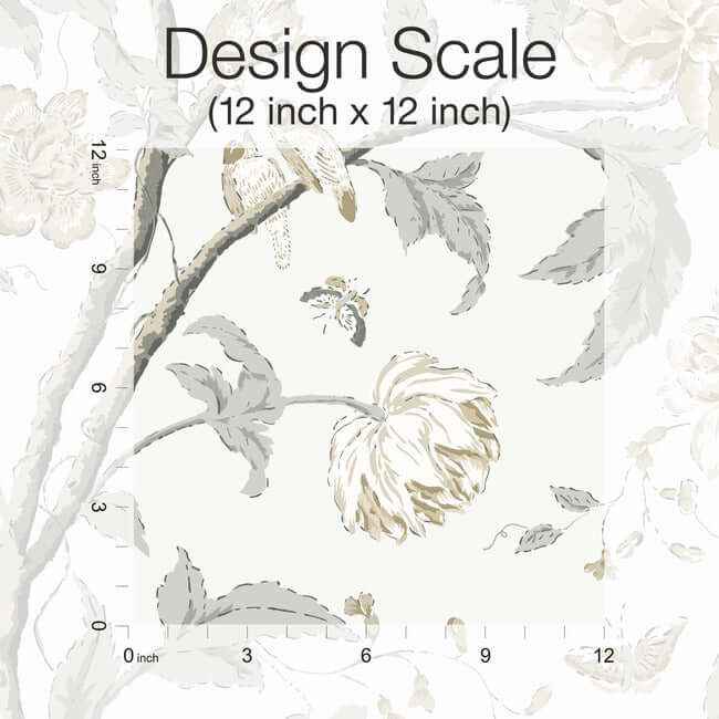 Teahouse Floral Neutral Wallpaper - York Wallcoverings - BL1783 - York Wallcoverings Wallpaper
