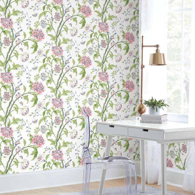 teahouse-floral-white-blush-wallpaper-york-wallcoverings-bl1785 - York Wallpaper Wallpaper