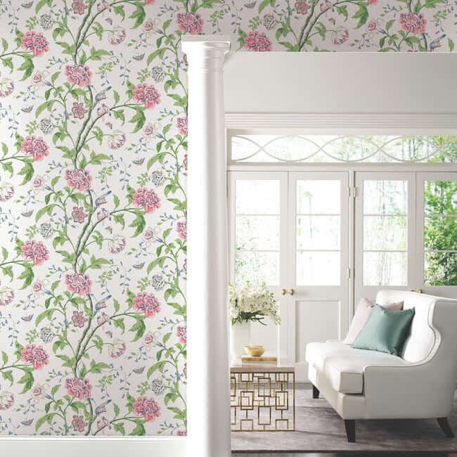 teahouse-floral-white-blush-wallpaper-york-wallcoverings-bl1785 - York Wallpaper Wallpaper