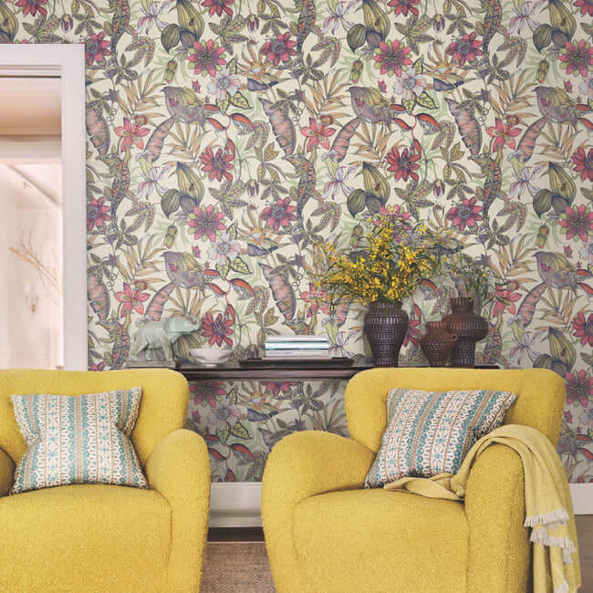 rainforest-cream-wallpaper-york-wallcoverings-bl1704 - York Wallpaper Wallpaper
