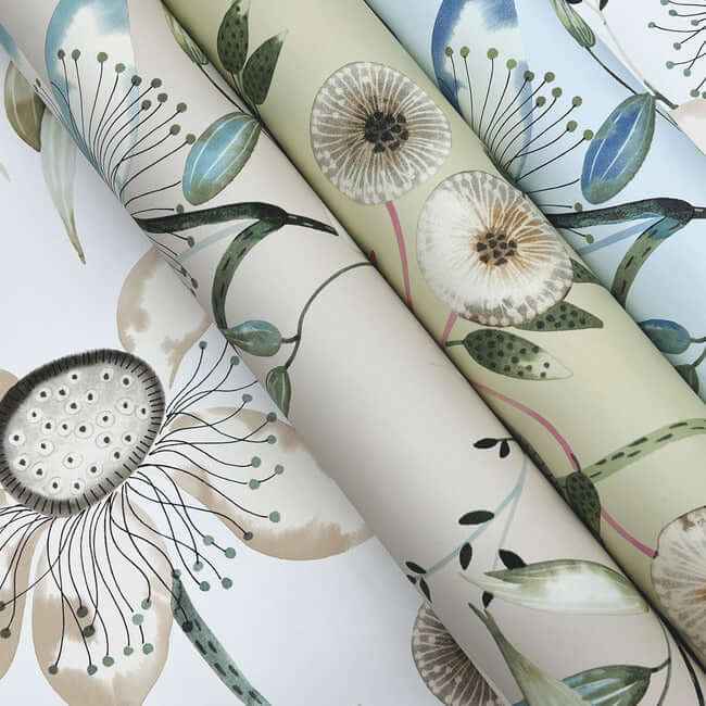 Dream Blossom Taupe & Aqua Wallpaper - York Wallcoverings - BL1794 - York Wallcoverings Wallpaper
