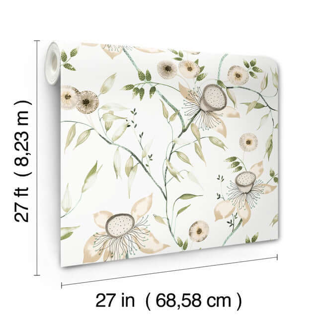 dream-blossom-white-green-wallpaper-york-wallcoverings-bl1793 - York Wallpaper Wallpaper
